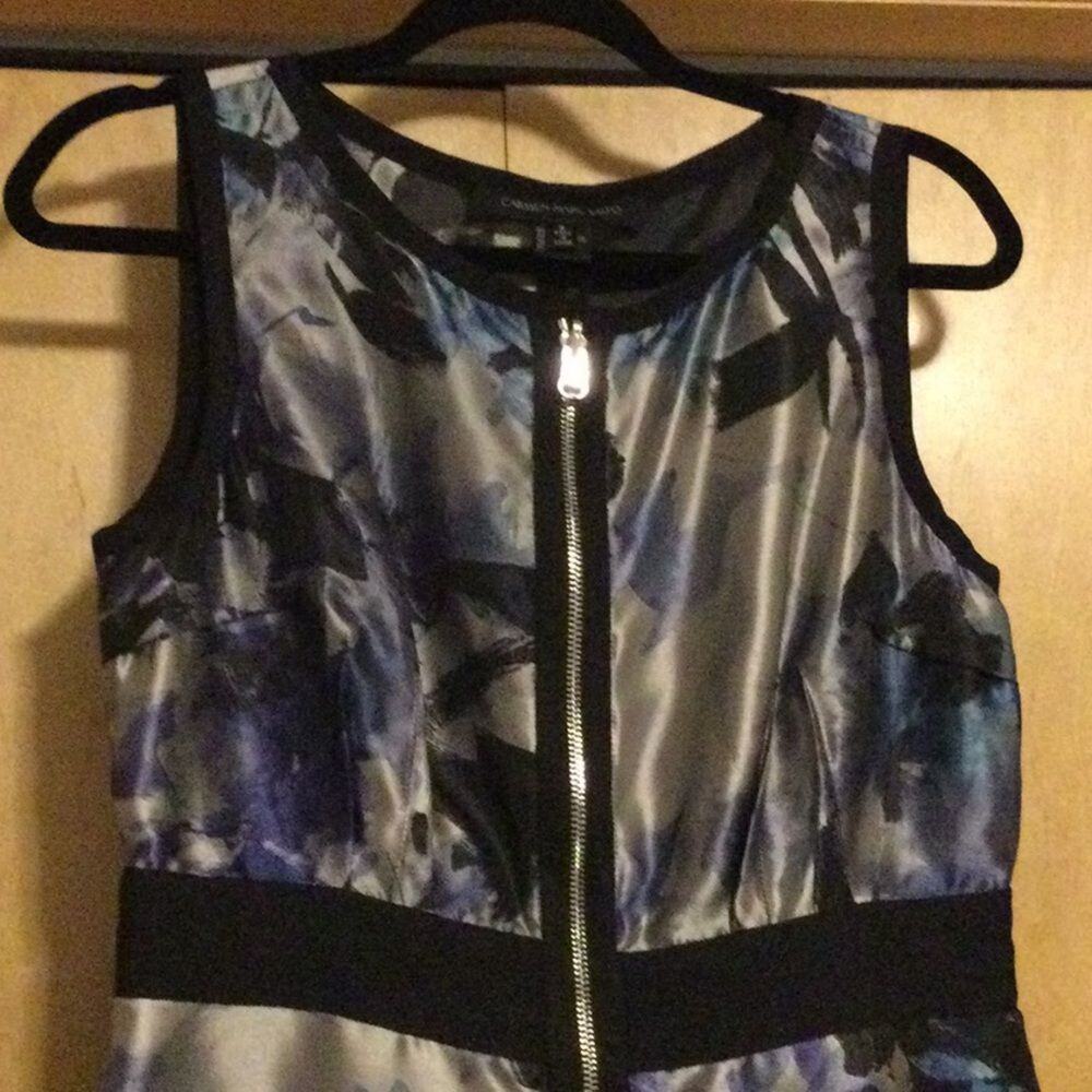 Carmen Marc valvo print satin multi print dress - Picture 8 of 10